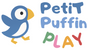 Logo of Petit Puffin Play with a blue puffin character on a white background